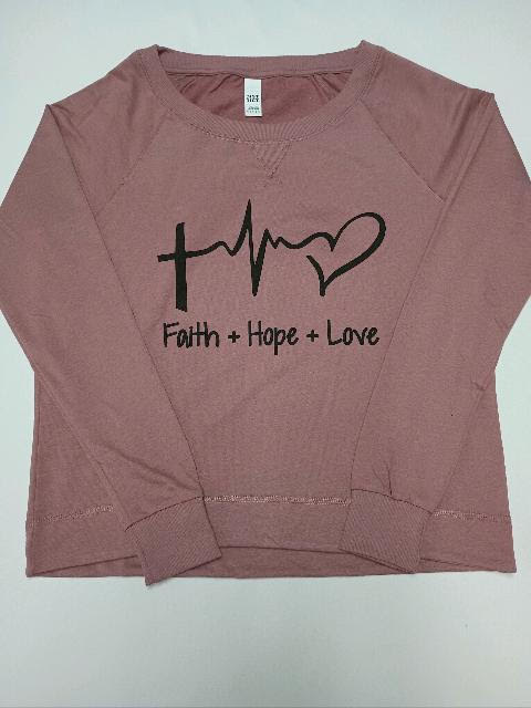 Women's Crop Long Sleeve Faith, Hope, Love T-Shirt
