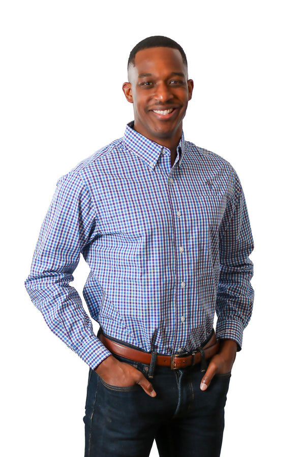 Men's Long Sleeve Button Up - Gingham